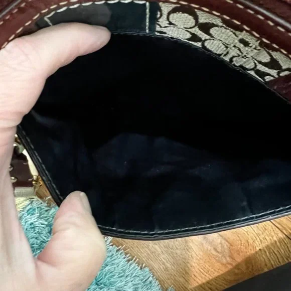 Coach Holiday Limited Edition Patchwork Crossbody Blue, Red, Green, Gold - Picture 3 of 13